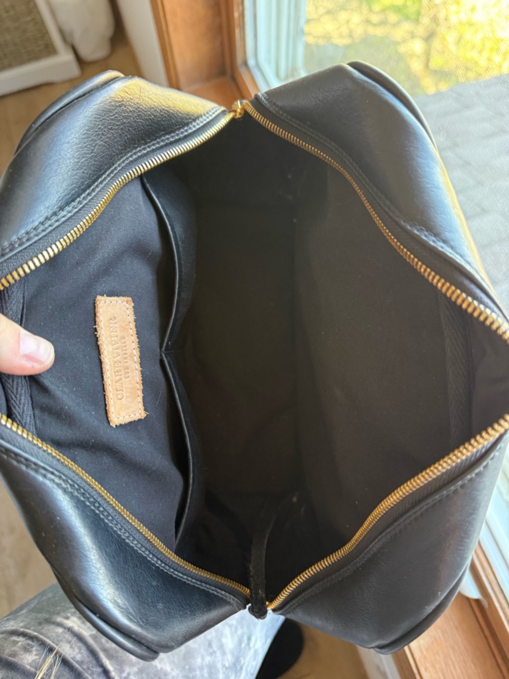 Clare V Black Leather Satchel with Gold Hardware - Picture 7 of 12
